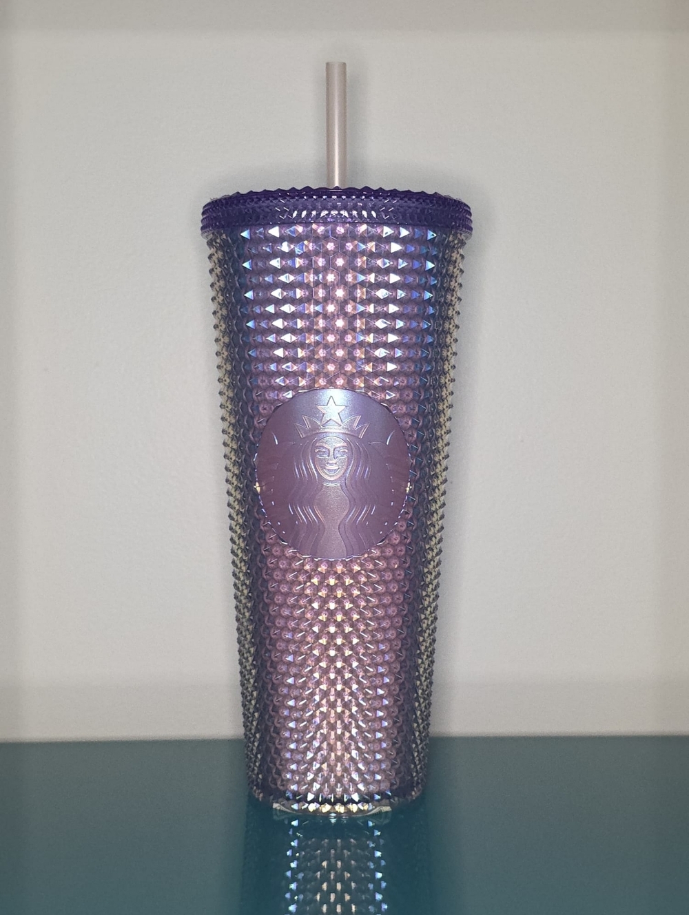 Retired KOREA Starbucks Iridescent Studded Tumbler - Purple/Pink Shimmer